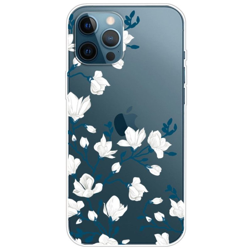 Skal För iPhone 14 Pro Transparenta Vita Blommor