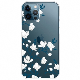 Skal För iPhone 14 Pro Transparenta Vita Blommor