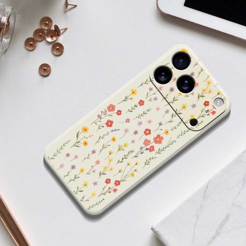 Skal För iPhone 17 Pro Flytande Silikonblommor