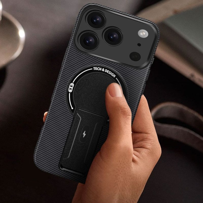 Skal För iPhone 17 Pro Max Kolfiberstruktur Med Stöd