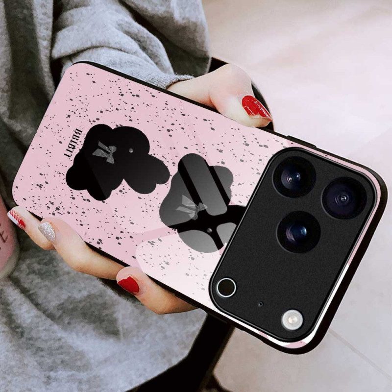 Skal För iPhone 17 Pro Max Rosa Och Svart Härdat Glas