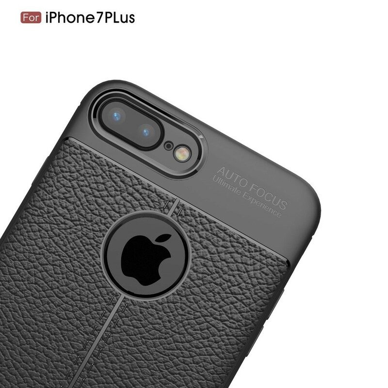 Skal För iPhone 8 Plus / 7 Plus Dubbellinje Litchi Lädereffekt
