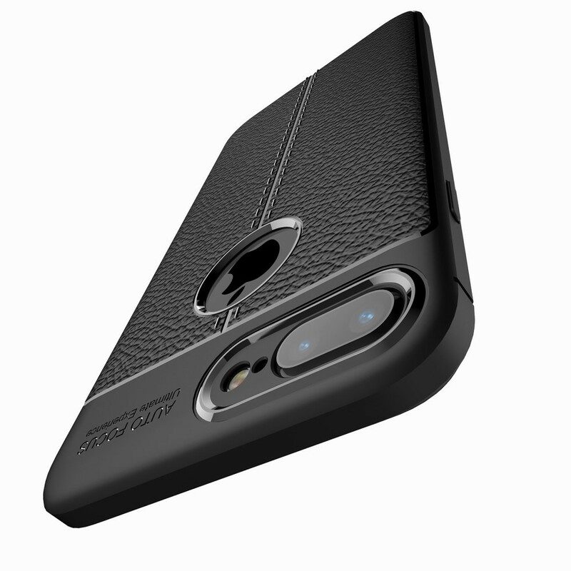 Skal För iPhone 8 Plus / 7 Plus Dubbellinje Litchi Lädereffekt