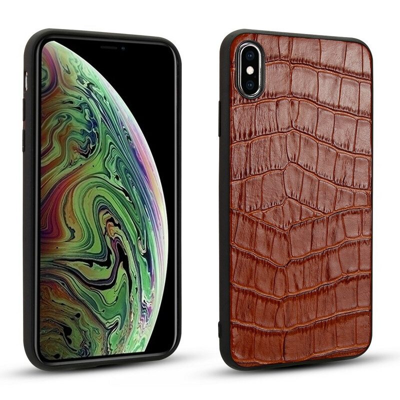 Skal För iPhone X / XS Äkta Crocodile Texture Läder