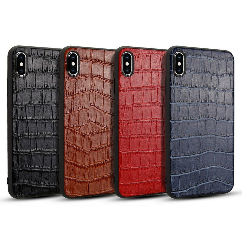 Skal För iPhone X / XS Äkta Crocodile Texture Läder