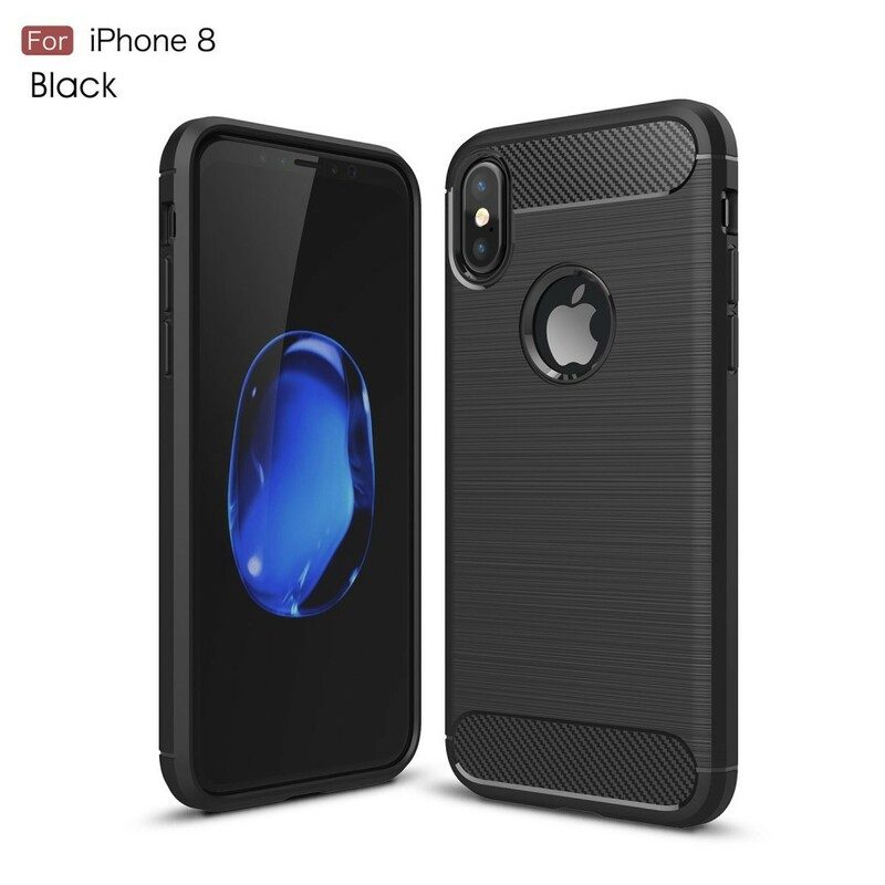 Skal För iPhone X / XS Borstad Kolfiber