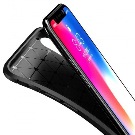 Skal För iPhone X / XS Flexibel Kolfiberstruktur