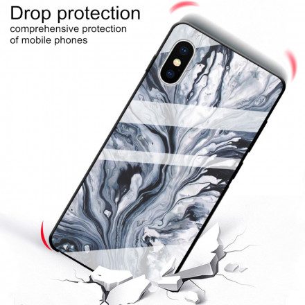 Skal För iPhone X / XS Marmor Härdat Glas