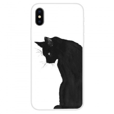 Skal För iPhone X / XS Tänkande Svart Katt