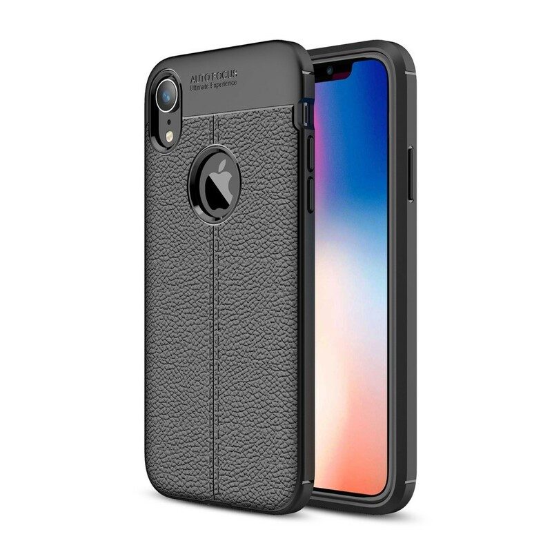 Skal För iPhone XR Double Line Litchi Lädereffekt