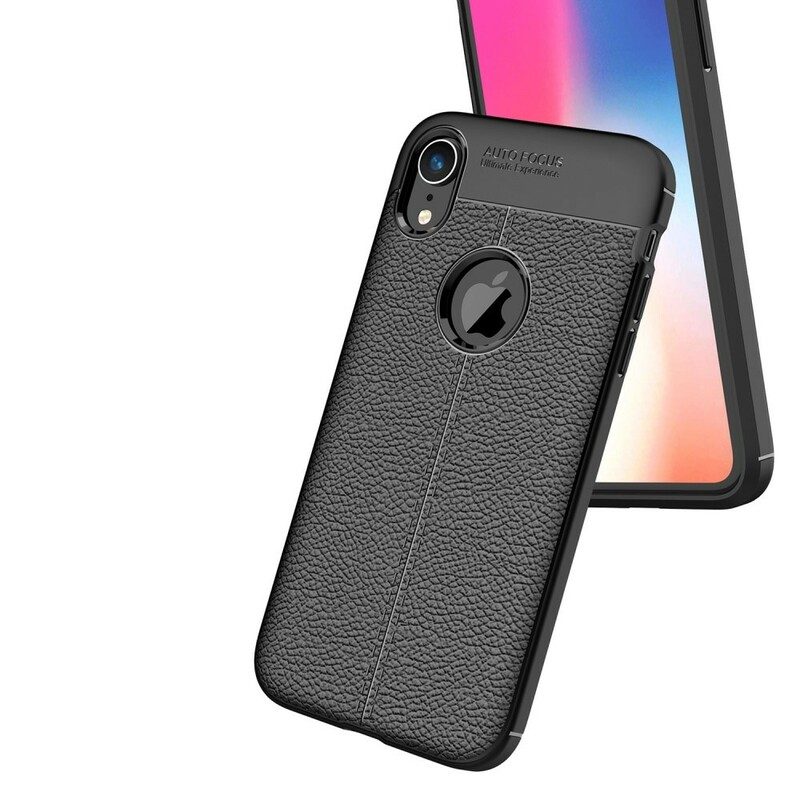 Skal För iPhone XR Double Line Litchi Lädereffekt