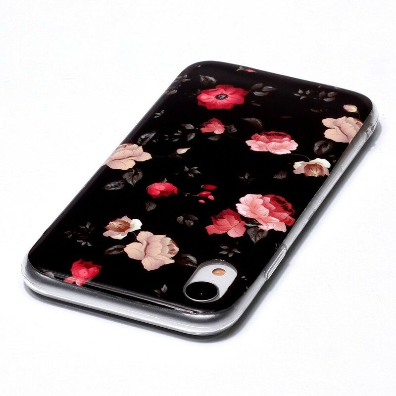 Skal För iPhone XR Fluorescerande Blomsterserie