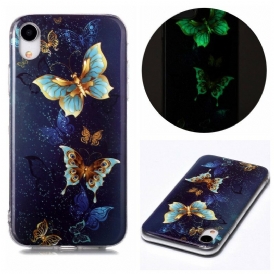 Skal För iPhone XR Fluorescerande Fjärilar-serien