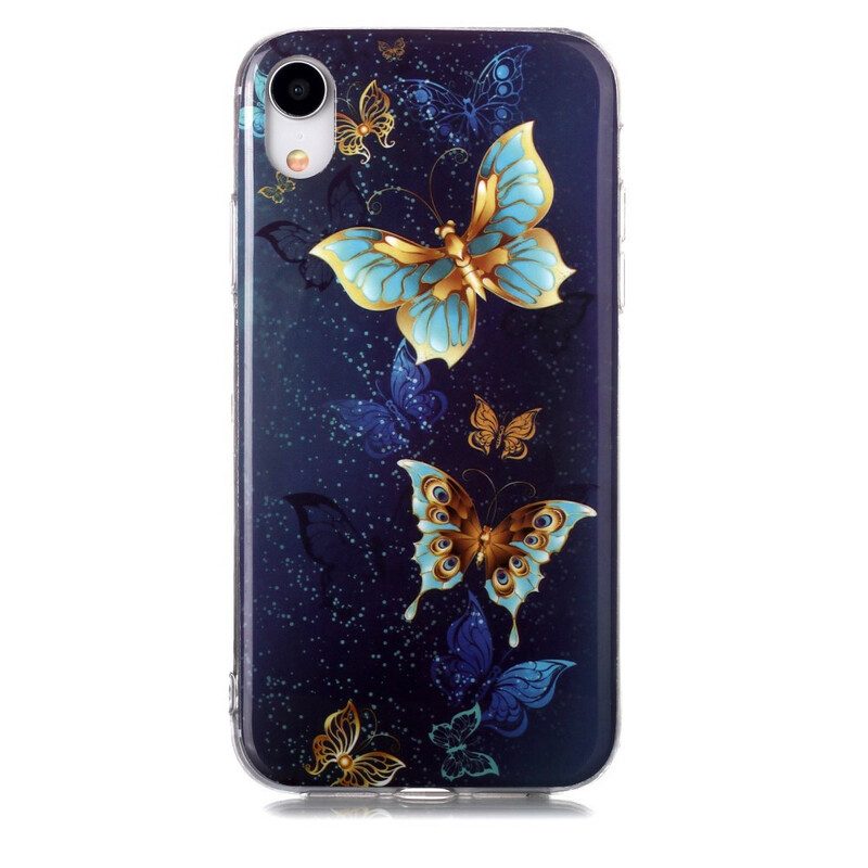 Skal För iPhone XR Fluorescerande Fjärilar-serien