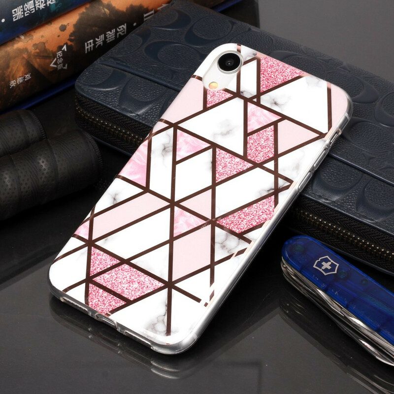 Skal För iPhone XR Marmorfärgad Geometri 2