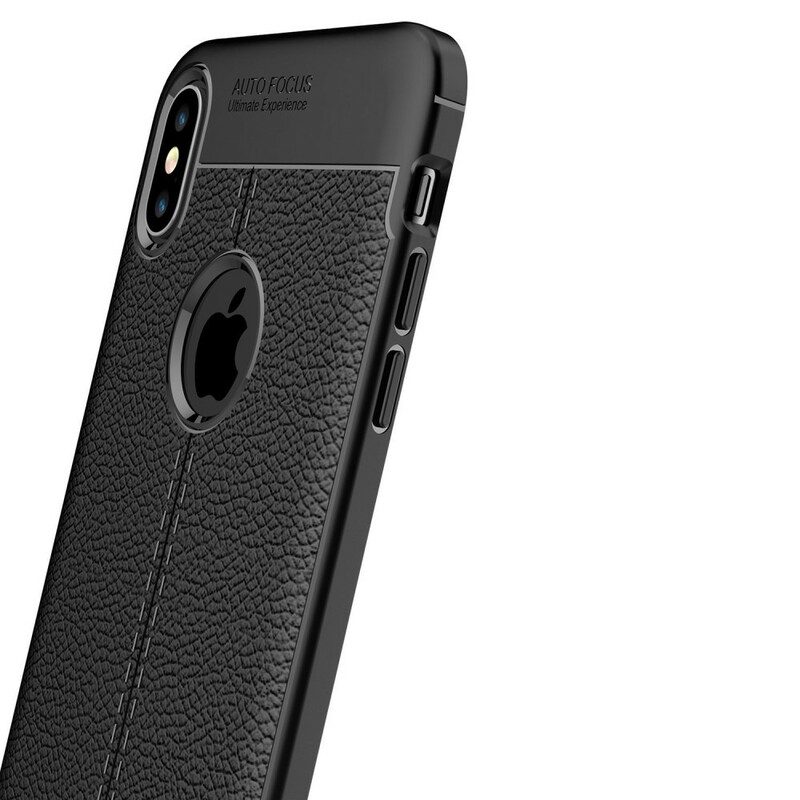 Skal För iPhone XS Max Double Line Litchi Lädereffekt