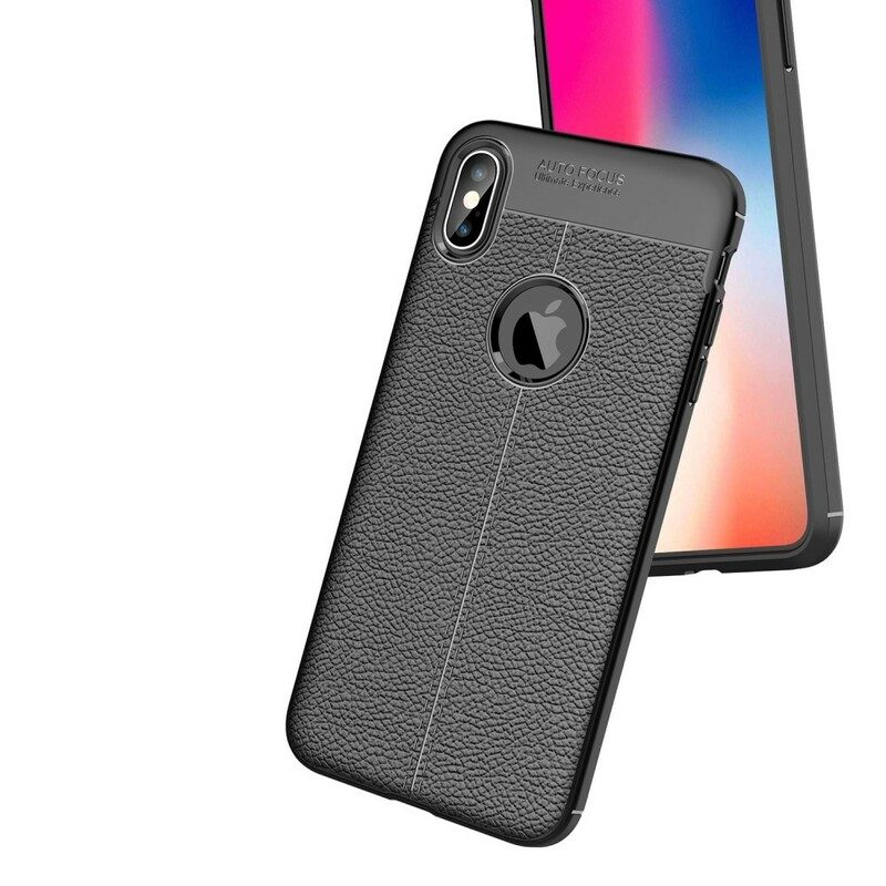 Skal För iPhone XS Max Double Line Litchi Lädereffekt