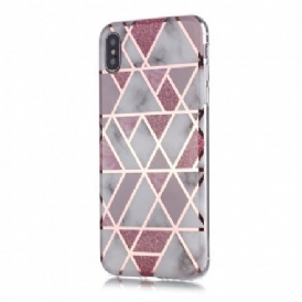 Skal För iPhone XS Max Marmorgeometridesign