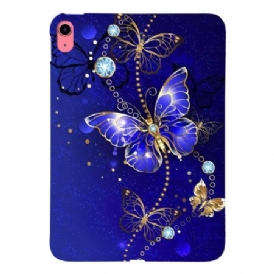 Skal iPad (2025) Blå Och Guldfärgade Fjärilar