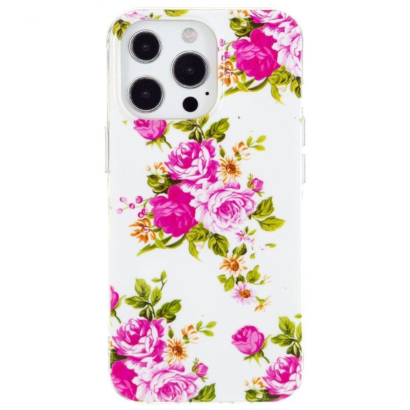 Skal iPhone 15 Pro Fluorescerande Blommor