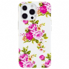 Skal iPhone 15 Pro Fluorescerande Blommor