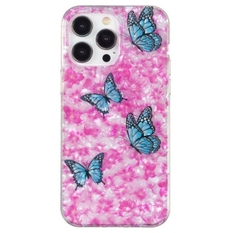 Skal iPhone 15 Pro Max Blommor Och Fjärilar
