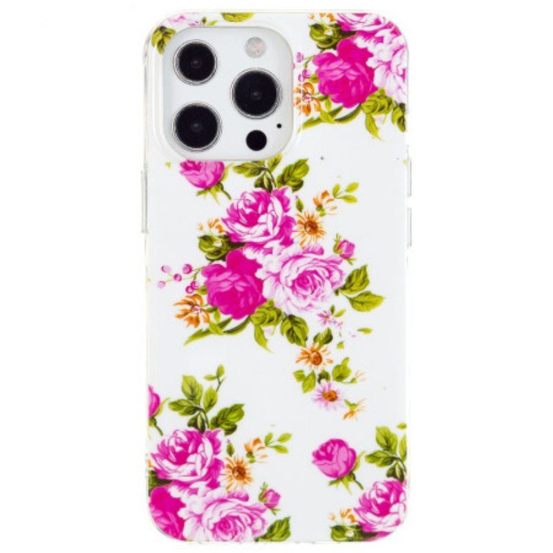 Skal iPhone 15 Pro Max Fluorescerande Blommor