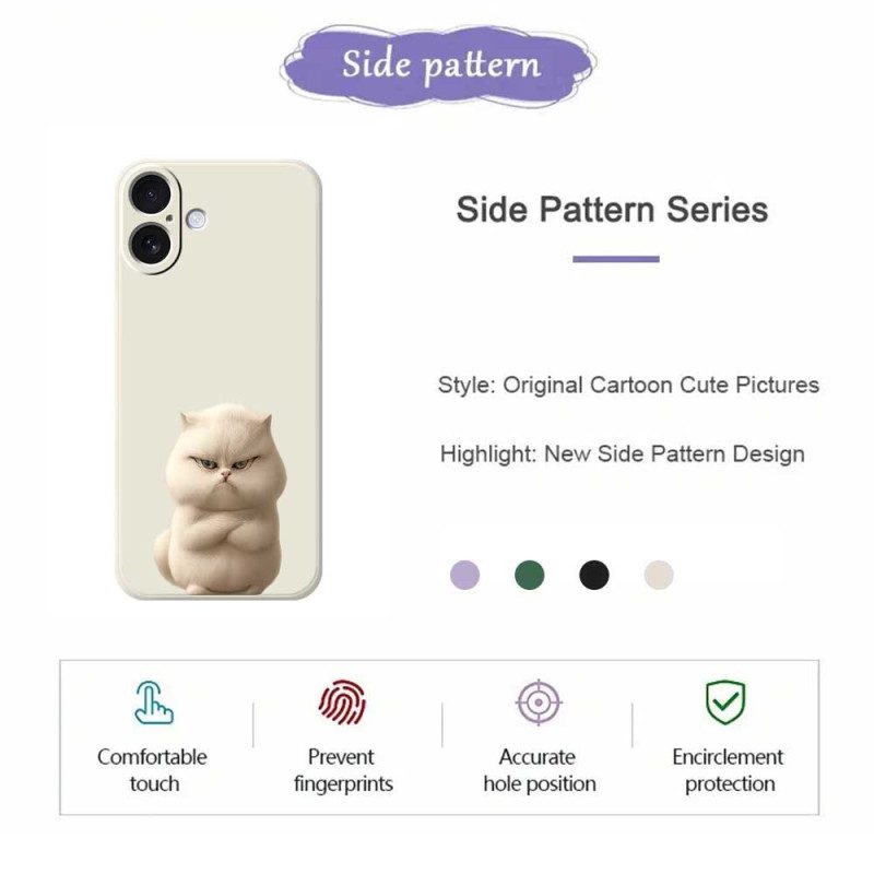 Skal iPhone 17 Flytande Silikon Angry Cat