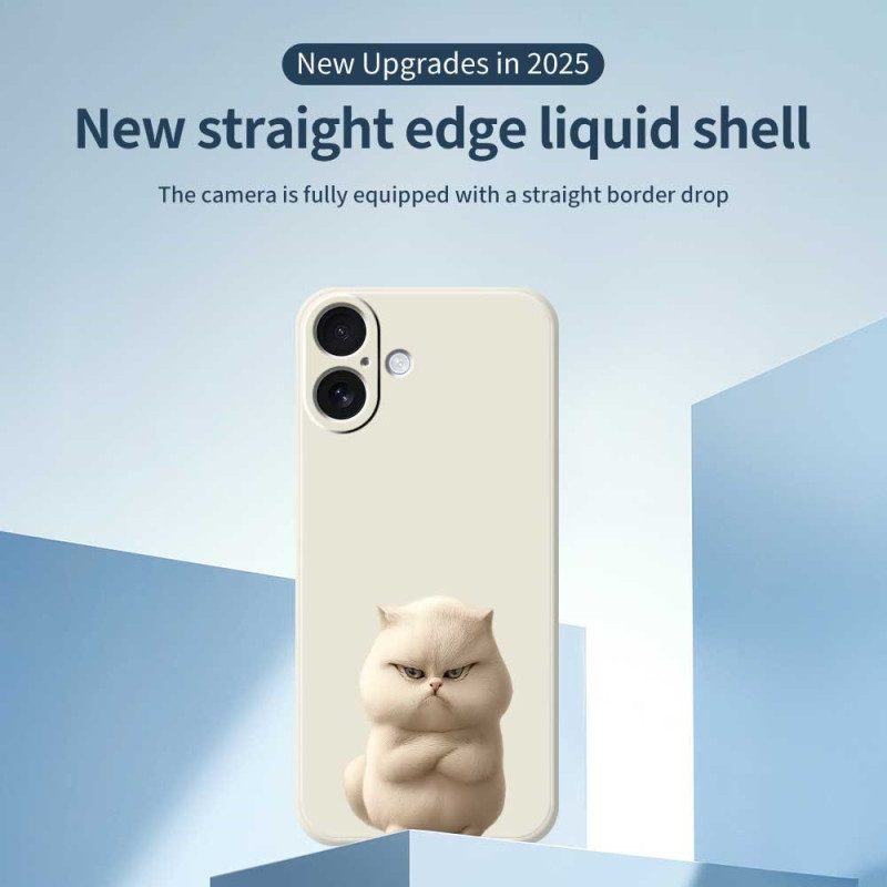 Skal iPhone 17 Flytande Silikon Angry Cat