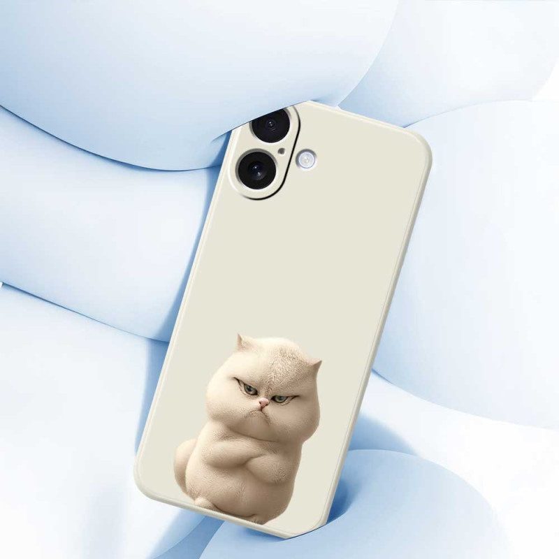 Skal iPhone 17 Flytande Silikon Angry Cat