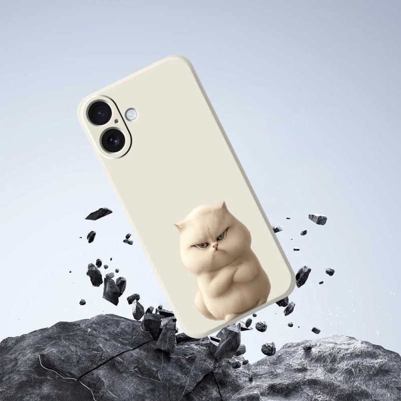 Skal iPhone 17 Flytande Silikon Angry Cat