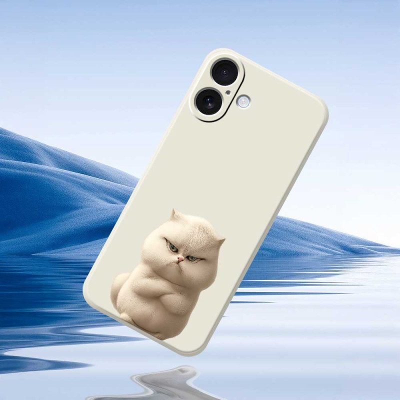 Skal iPhone 17 Flytande Silikon Angry Cat