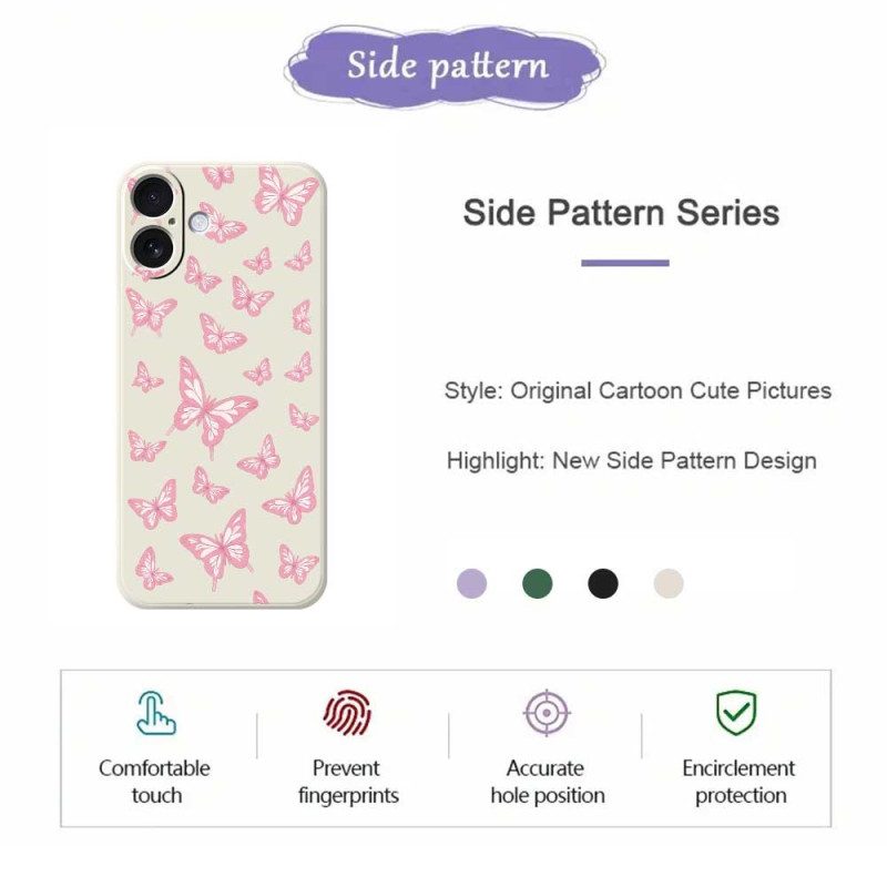 Skal iPhone 17 Flytande Silikonfjärilar