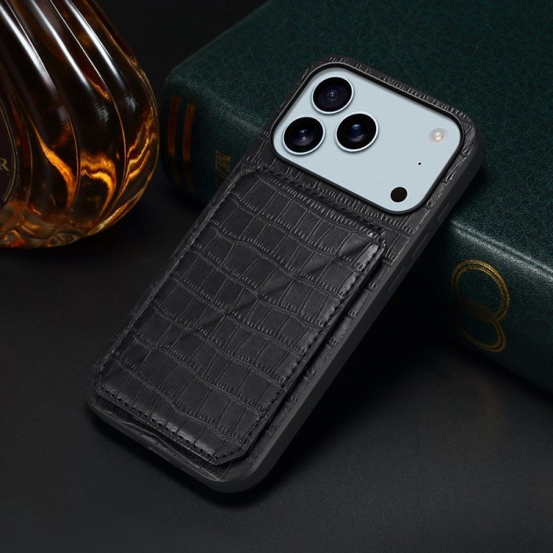 Skal iPhone 17 Pro Max Korthållare Med Krokodileffekt
