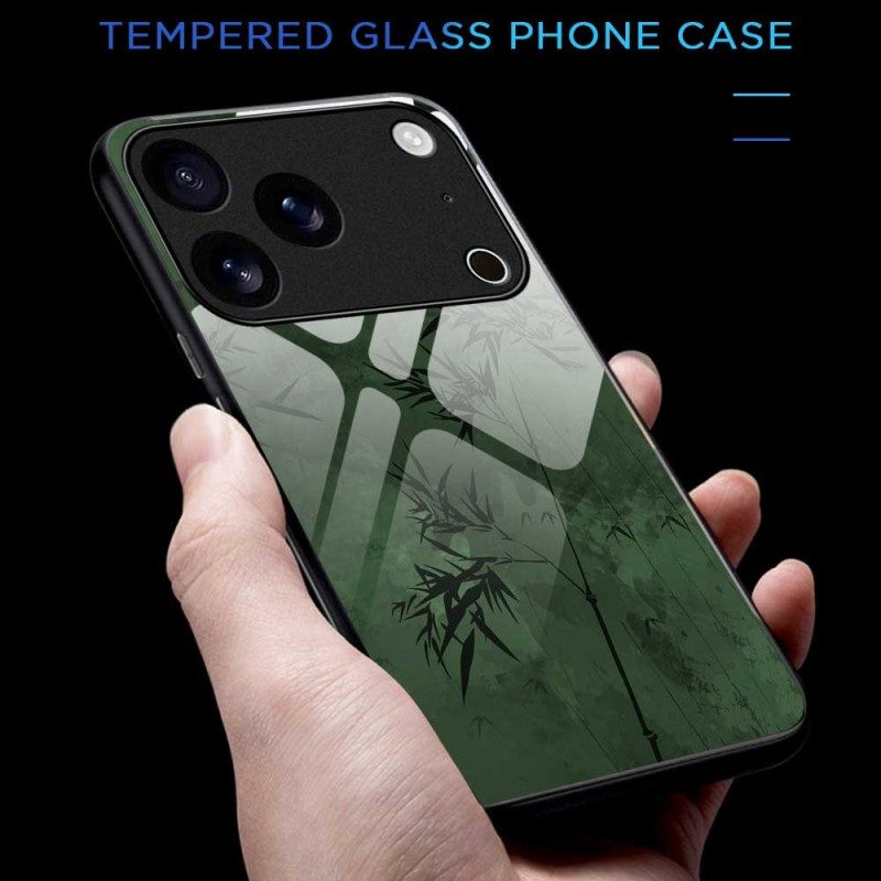 Skal iPhone 17 Pro Max Telefonfodral Blommigt Bläck I Härdat Glas
