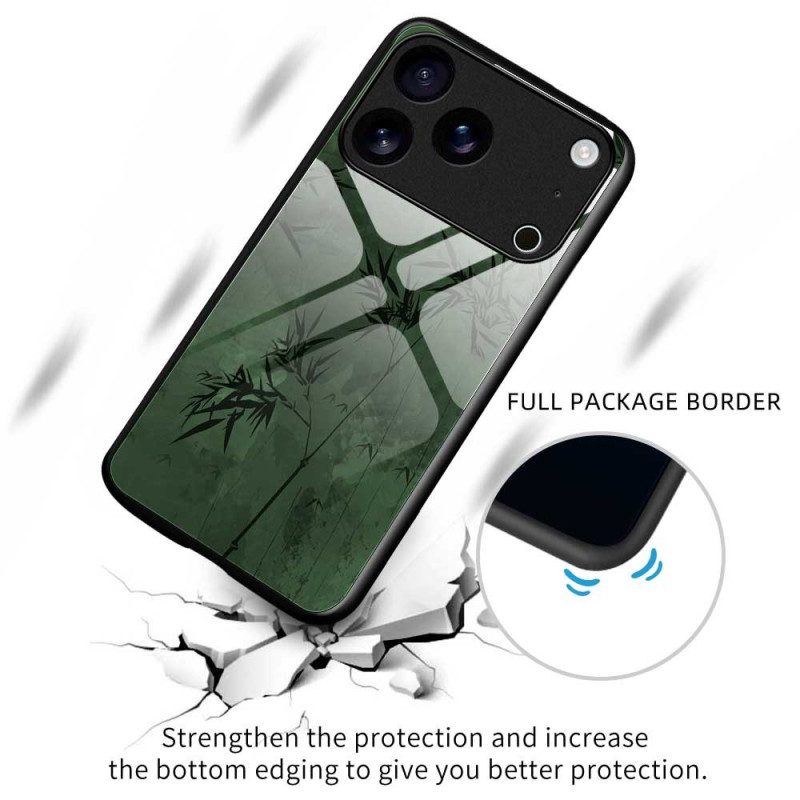 Skal iPhone 17 Pro Max Telefonfodral Blommigt Bläck I Härdat Glas