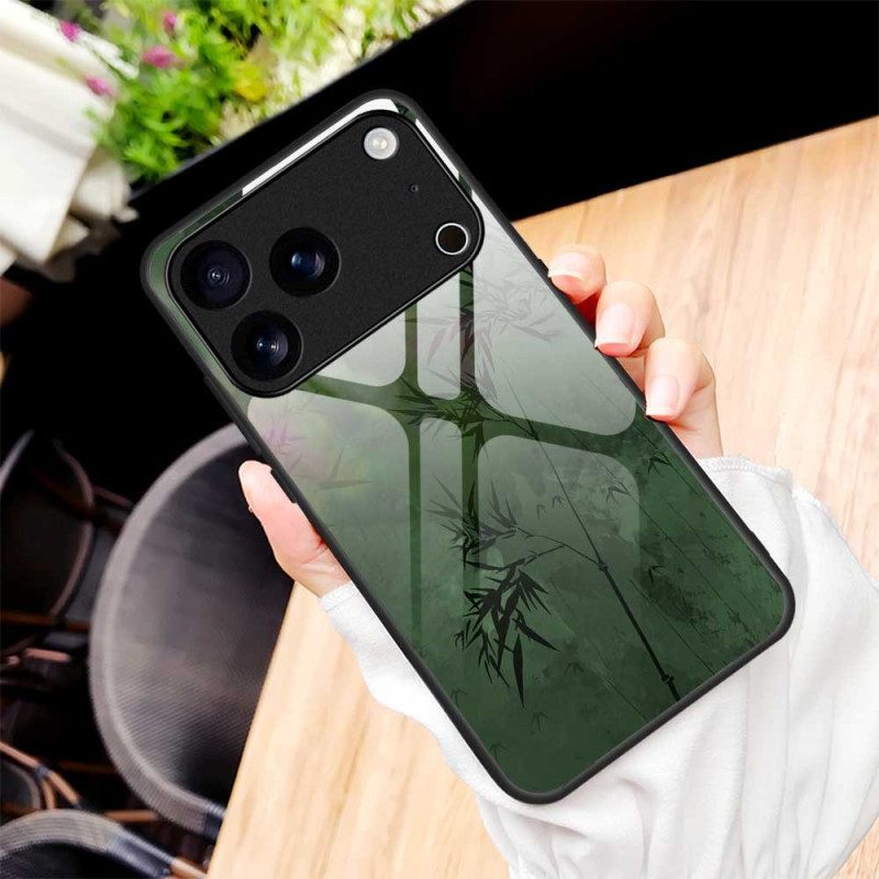 Skal iPhone 17 Pro Max Telefonfodral Blommigt Bläck I Härdat Glas