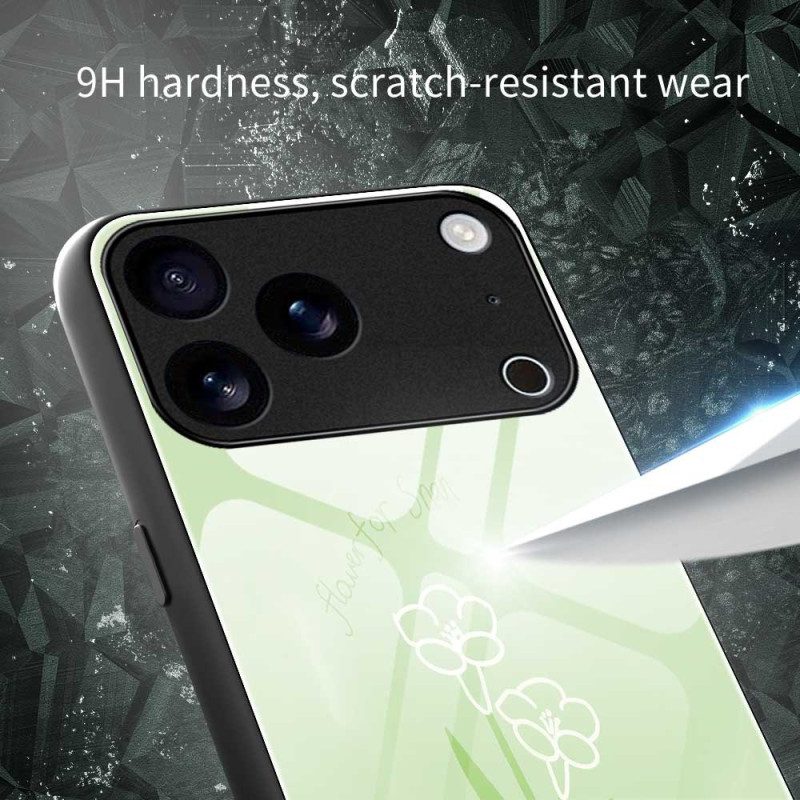 Skal iPhone 17 Pro Max Telefonfodral Blommor I Härdat Glas