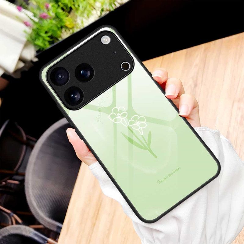 Skal iPhone 17 Pro Max Telefonfodral Blommor I Härdat Glas