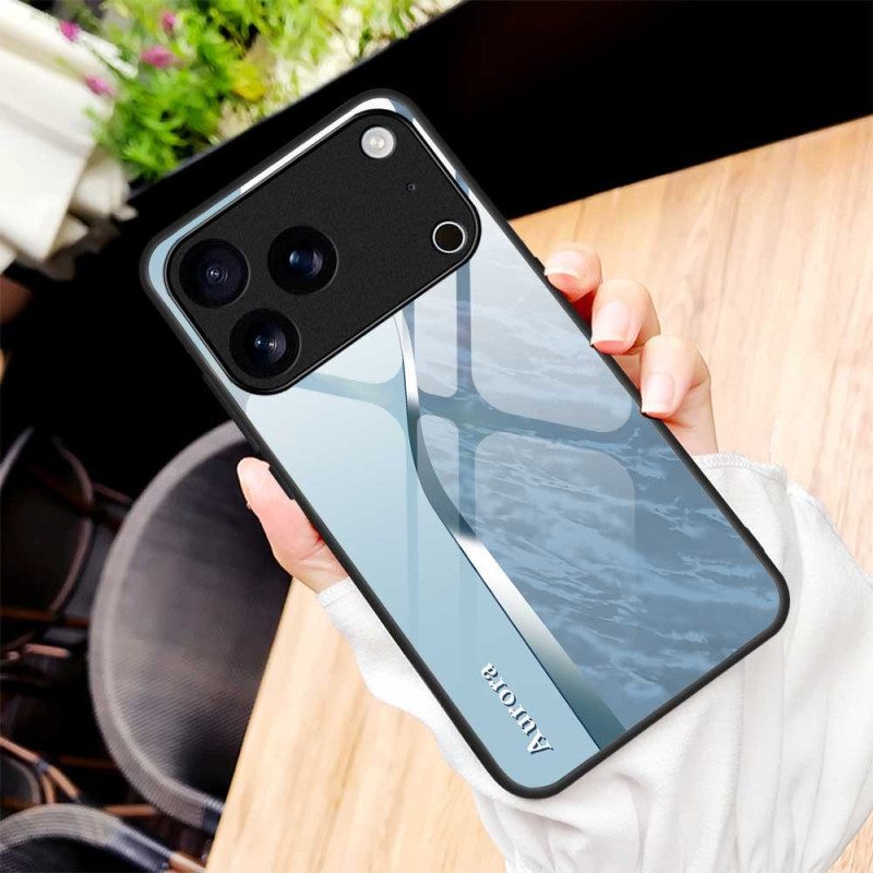Skal iPhone 17 Pro Max Telefonfodral Härdat Glas Med Ljusblå Design