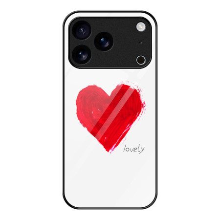 Skal iPhone 17 Pro Max Telefonfodral Härdat Glas Med Rött Hjärta