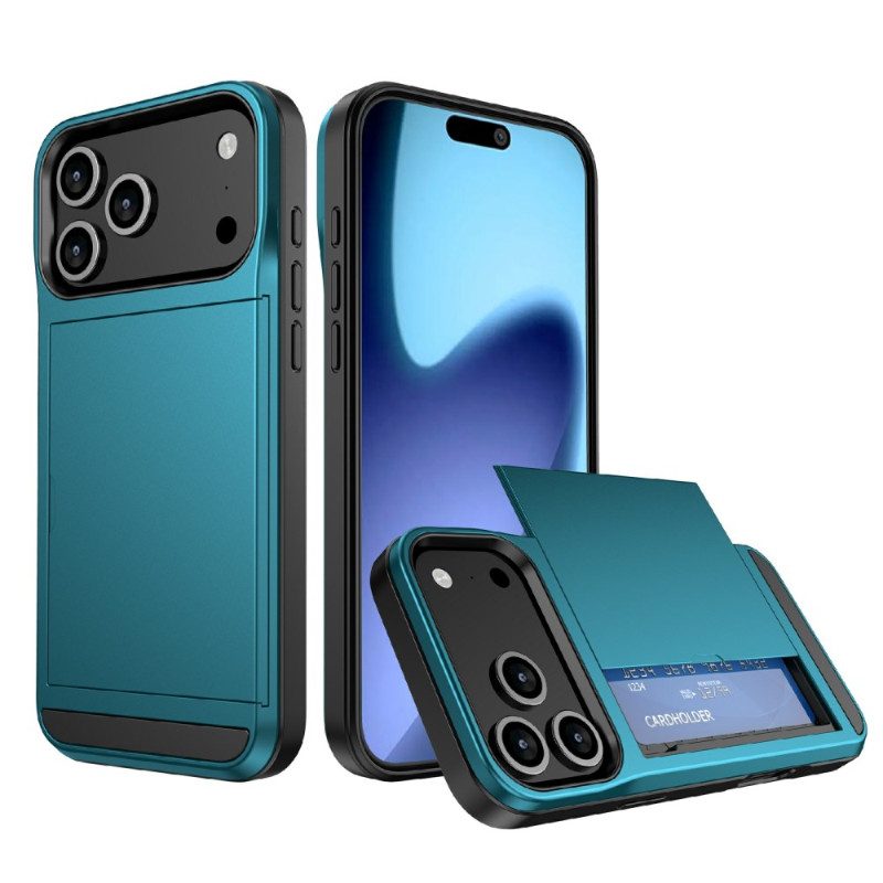 Skal iPhone 17 Pro Max Telefonfodral Skjutbart Korthållare