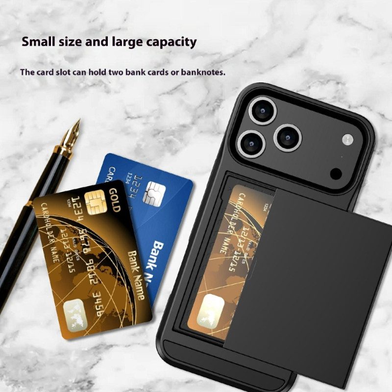 Skal iPhone 17 Pro Max Telefonfodral Skjutbart Korthållare