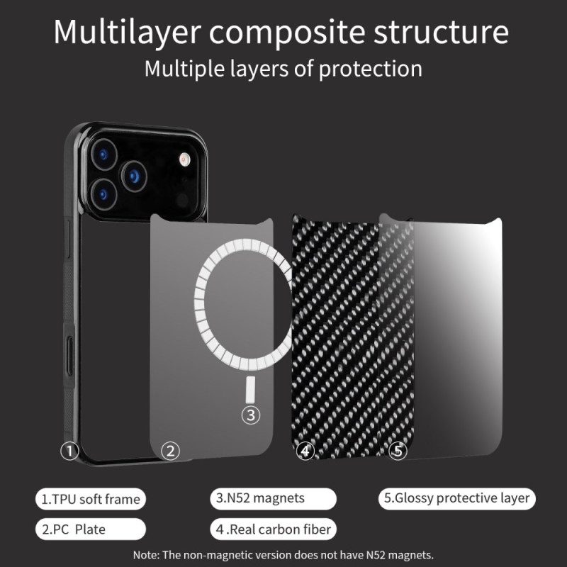 Skal iPhone 17 Pro Telefonfodral Magsafe Aramidfiber