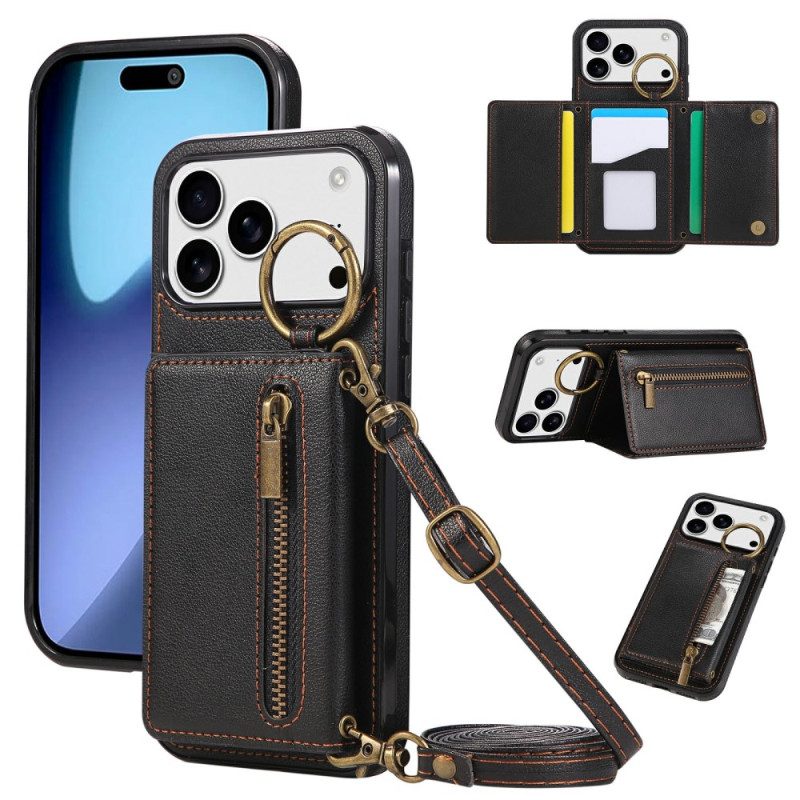 Skal iPhone 17 Pro Telefonfodral Plånbok Med Axelrem