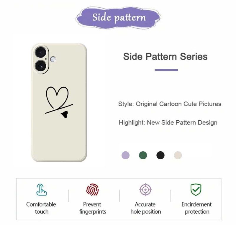 Skal iPhone 17 Telefonfodral Flytande Silikonhjärta