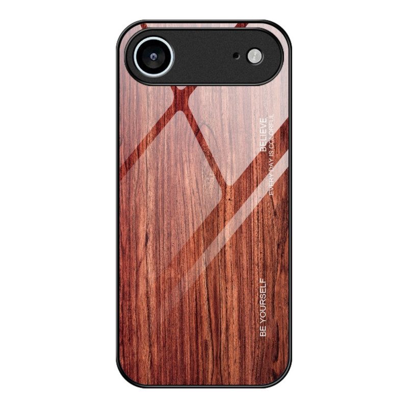 Skal iPhone Air Telefonfodral Härdat Glas Med Träeffekt