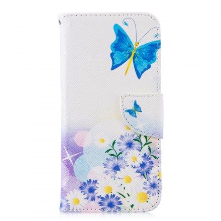 Fodral För Huawei P Smart 2019 / Honor 10 Lite Målade Fjärilar Och Blommor