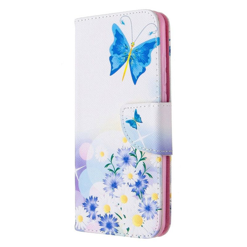 Fodral För Huawei P Smart 2020 Målade Fjärilar Och Blommor