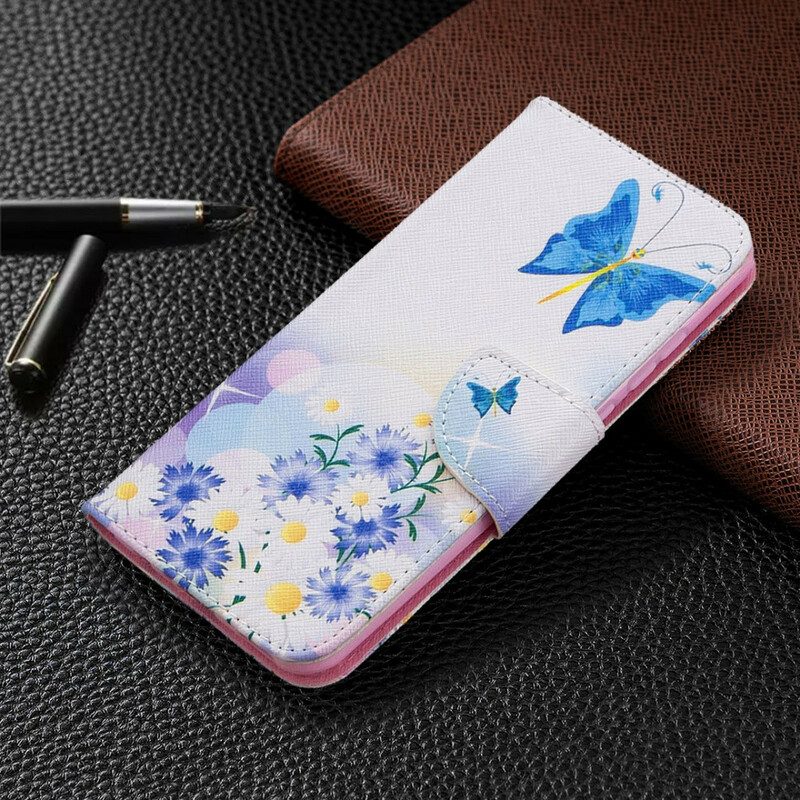 Fodral För Huawei P Smart 2020 Målade Fjärilar Och Blommor